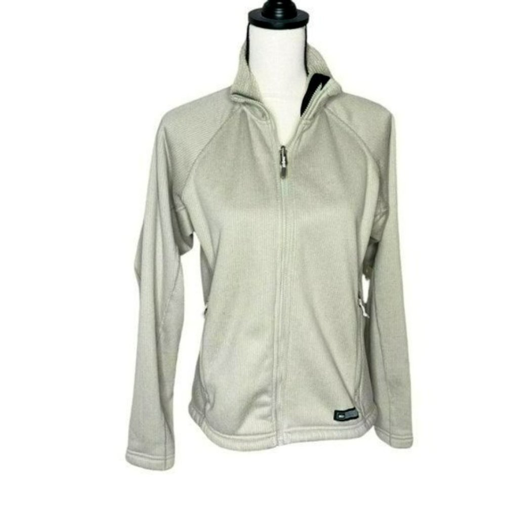 REI Light Green Zip Up Fleece Long Sleeves Casual Sweater Jacket Size M